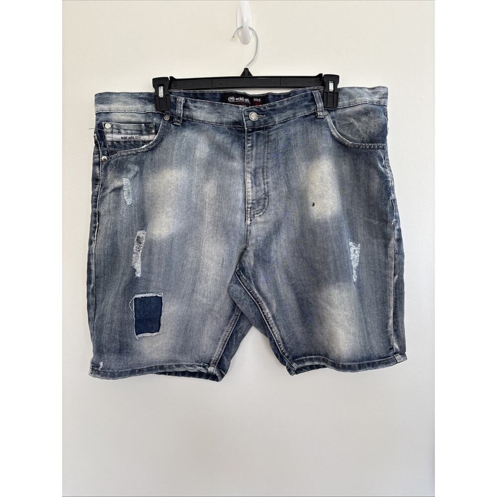 Ecko Unltd Mens Relaxed Fit Distressed Denim Shorts Blue Size 44 Raw 72